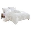 Benjara Sieno 4pc King Comforter Set- White Faux Fur and Micro Mink Backing