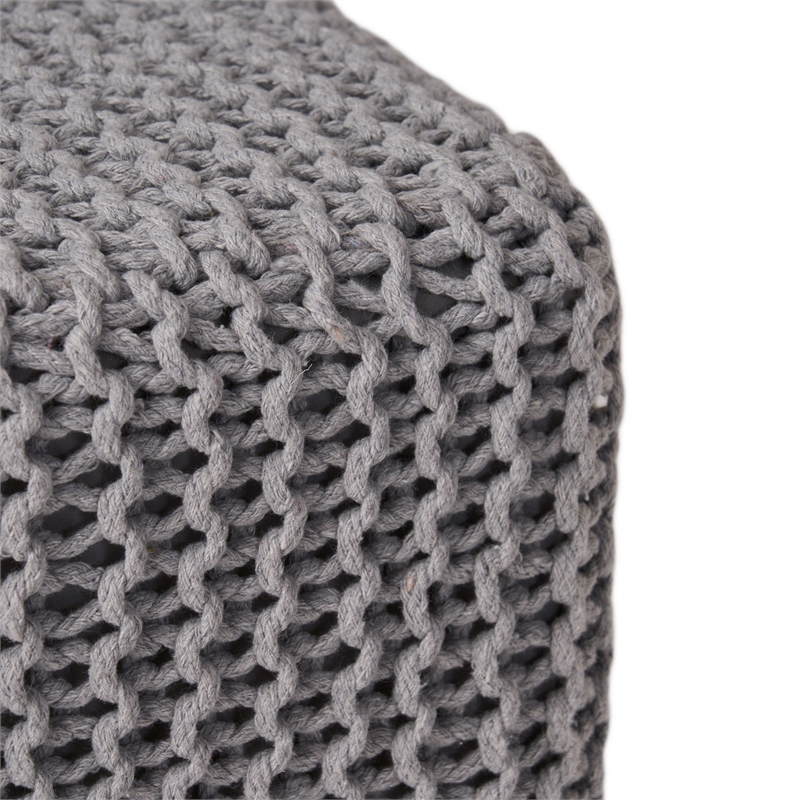 Benjara Square Knitted Footstool Ottoman- Handwoven Design 17