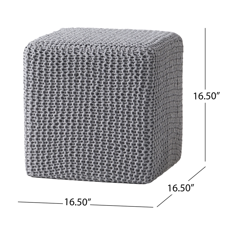 Benjara Square Knitted Footstool Ottoman- Handwoven Design 17