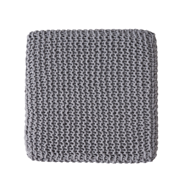 Benjara Square Knitted Footstool Ottoman- Handwoven Design 17
