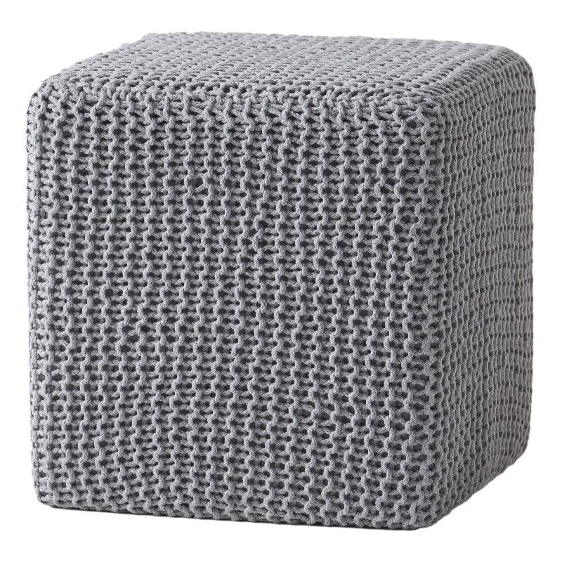 Benjara Square Knitted Footstool Ottoman- Handwoven Design 17