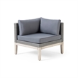 Benjara Loft Modular Corner Sofa Chair- Light Gray Acacia Wood- Rattan 29 Inch