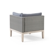 Benjara Loft Modular Corner Sofa Chair- Light Gray Acacia Wood- Rattan 29 Inch