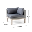 Benjara Loft Modular Corner Sofa Chair- Light Gray Acacia Wood- Rattan 29 Inch