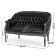 Benjara Sofa- 50 Inch- Button Tufted Design- Birch Wood- Black Faux Leather