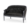 Benjara Sofa- 50 Inch- Button Tufted Design- Birch Wood- Black Faux Leather