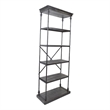 Benjara Sweet Bookcase- 85 Inch- 5 Shelves- Gray Metal Pipe Design- Fir Wood