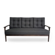Benjara Sofa- 66 Inch- Button Tufted Design Dark Gray Fabric- Birch Wood