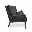 Benjara Sofa- 66 Inch- Button Tufted Design Dark Gray Fabric- Birch Wood