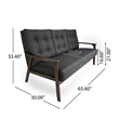 Benjara Sofa- 66 Inch- Button Tufted Design Dark Gray Fabric- Birch Wood