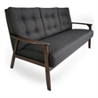 Benjara Sofa- 66 Inch- Button Tufted Design Dark Gray Fabric- Birch Wood
