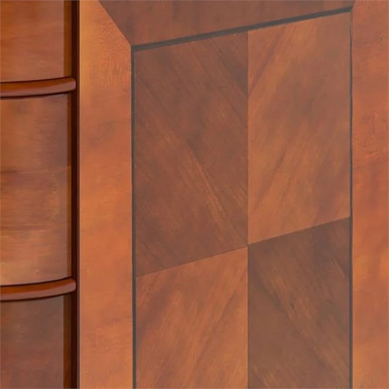 Benjara Arc Side End Table- Walnut Brown- 2 Drawers- 24