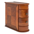 Benjara Arc Side End Table- Walnut Brown- 2 Drawers- 24