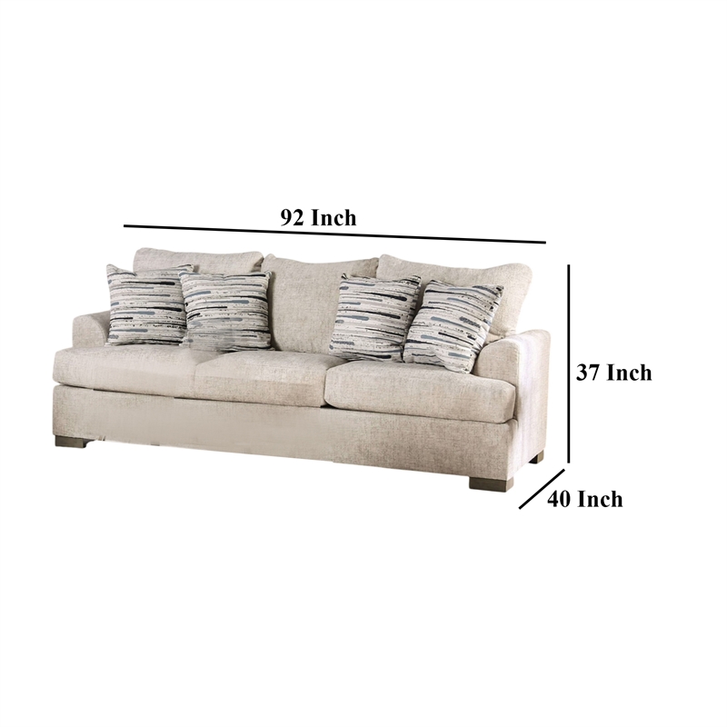 Benjara Lewis Sofa with 4 Accent PIllows- 92