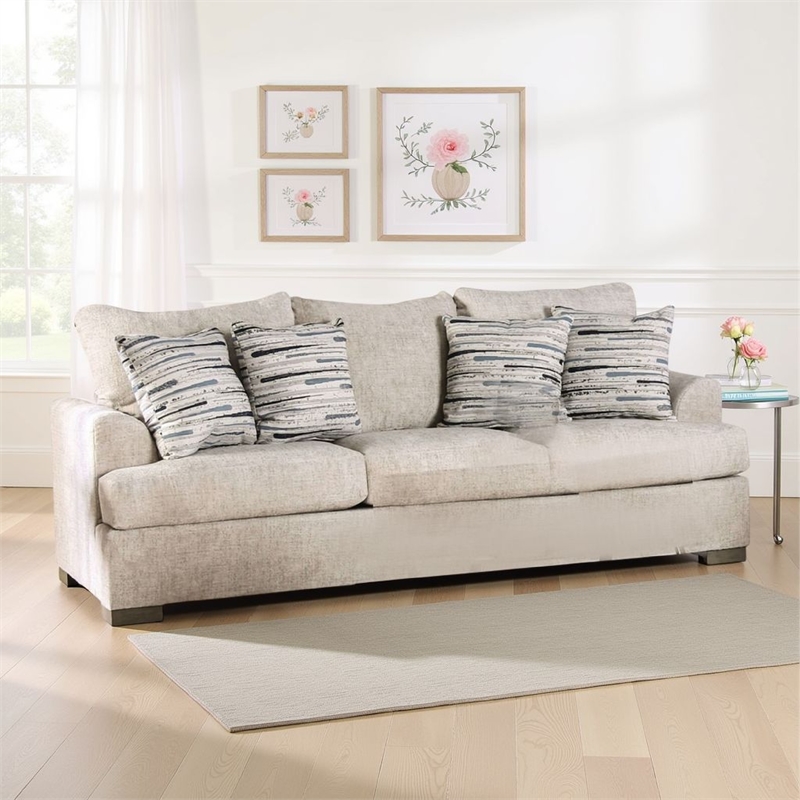 Benjara Lewis Sofa with 4 Accent PIllows- 92