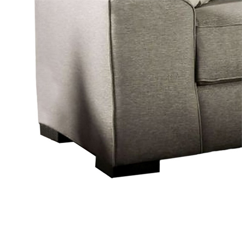 Benjara Edison Sofa- Gray Fabric- 4 Accent Throw Pillows- Track Arms- 101 Inch