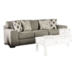 Benjara Edison Sofa- Gray Fabric- 4 Accent Throw Pillows- Track Arms- 101 Inch
