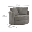 Benjara Rane Swivel Accent Chair- Gray Chenille- Barrel Shape- Solid Wood