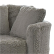Benjara Rane Swivel Accent Chair- Gray Chenille- Barrel Shape- Solid Wood