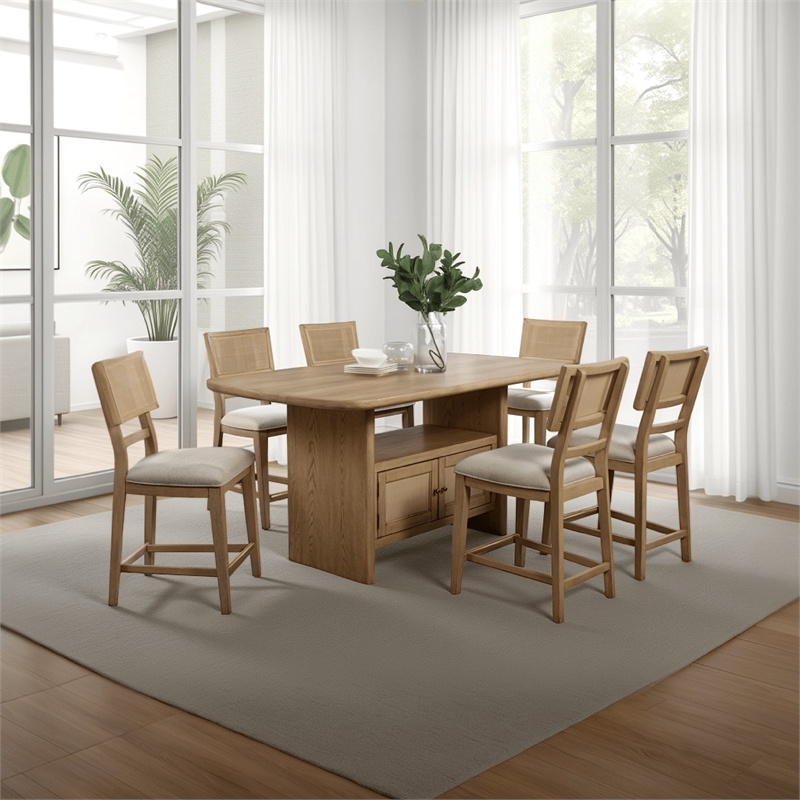 Benjara Lno Counter Height Dining Table w Storage Cabinet- 72