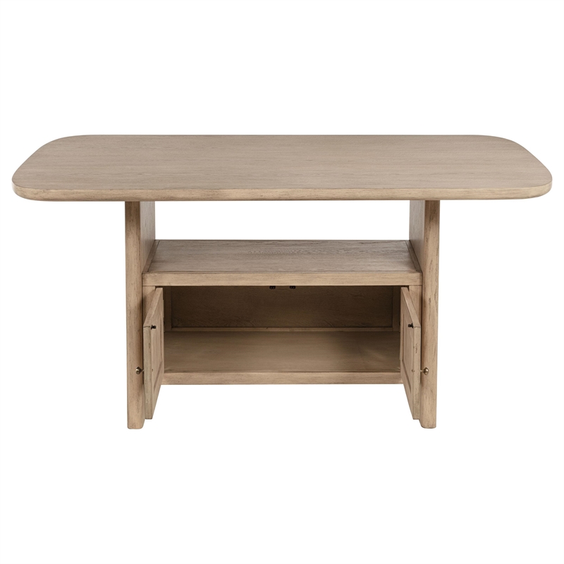 Benjara Lno Counter Height Dining Table w Storage Cabinet- 72