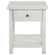 Benjara Ayne Side End Table- 1 Drawer- Distressed White Wood- Square 20 Inch