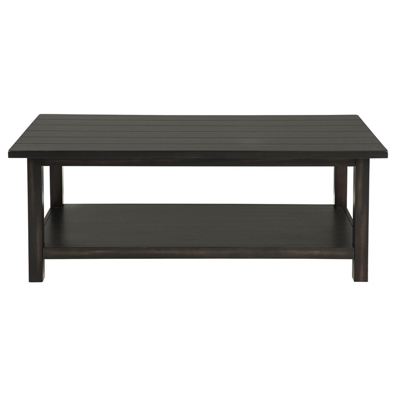 Benjara Ayne Coffee Table- 1 Bottom Shelf- Classic Black Wood Frame- 47 Inch