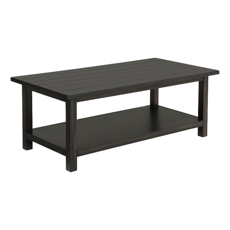 Benjara Ayne Coffee Table- 1 Bottom Shelf- Classic Black Wood Frame- 47 Inch