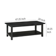 Benjara Ayne Coffee Table- 1 Bottom Shelf- Classic Black Wood Frame- 47 Inch