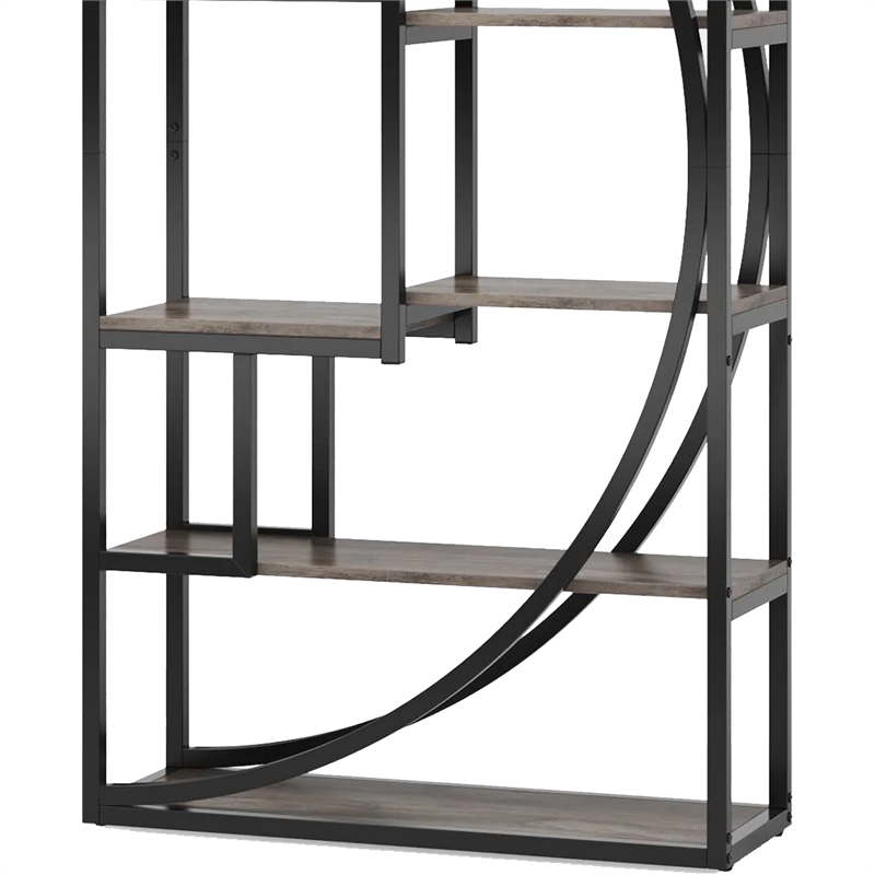 Benjara Modern Bookcase- 5 Tier Geometric Display Shelves- 71