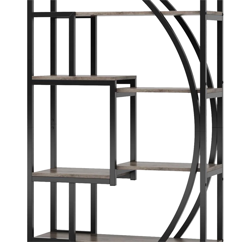 Benjara Modern Bookcase- 5 Tier Geometric Display Shelves- 71