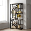 Benjara Modern Bookcase- 5 Tier Geometric Display Shelves- 71