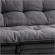 Benjara Futon Sofa- Gray Fabric Upholstered- Button Tufting- Solid Wood Frame