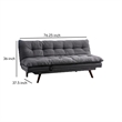 Benjara Futon Sofa- Gray Fabric Upholstered- Button Tufting- Solid Wood Frame