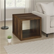 Benjara Rizz Side End Table- Square Cube Design Open Shelf- 23
