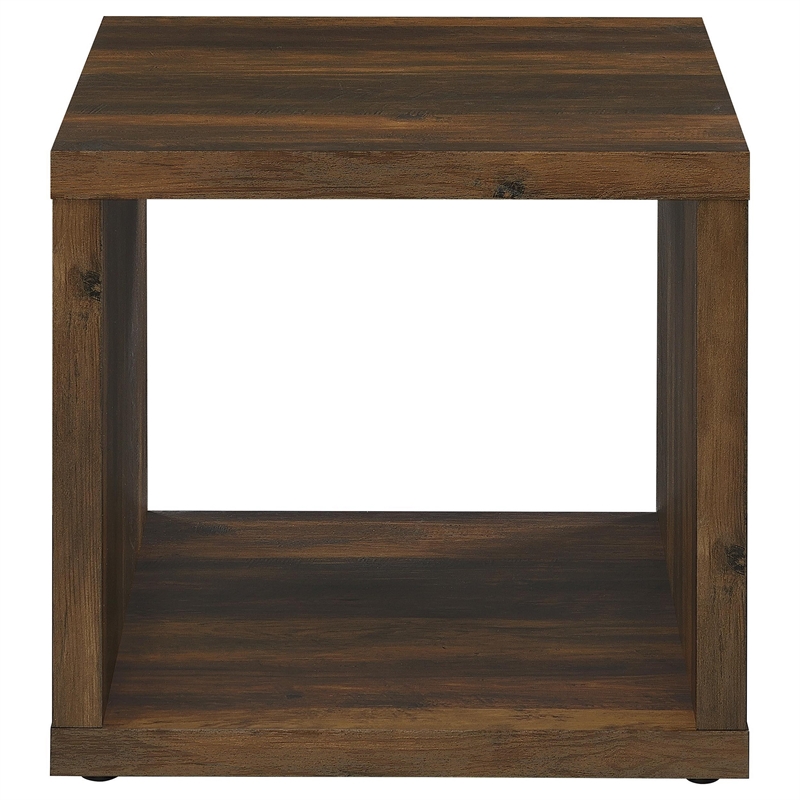 Benjara Rizz Side End Table- Square Cube Design Open Shelf- 23