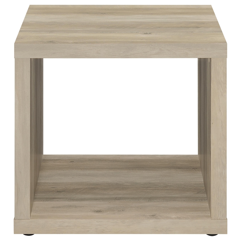 Benjara Rizz Side End Table- Square Cube Design Shelf- 23