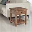 Benjara Ayne Side End Table- 1 Shelf- 1 Drawer- Brown Wood- Square 20 Inch