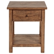 Benjara Ayne Side End Table- 1 Shelf- 1 Drawer- Brown Wood- Square 20 Inch