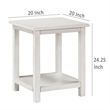 Benjara Ayne Side End Table- 1 Bottom Shelf- White Wood Frame- Square 20 Inch
