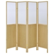 Benjara Matt 4 Panel Screen Room Divider- Folding Natural Brown- 70 Inch