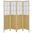 Benjara 4 Panel Screen Room Divider- Foldable Design- Natural Brown 70 Inch