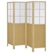 Benjara 4 Panel Screen Room Divider- Foldable Design- Natural Brown 70 Inch