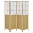 Benjara 4 Panel Screen Room Divider- Foldable Design- Natural Brown 70 Inch