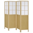 Benjara 4 Panel Screen Room Divider- Foldable Design- Natural Brown 70 Inch