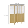 Benjara 4 Panel Screen Room Divider- Foldable Design- Natural Brown 70 Inch