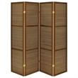 Benjara Rown 4 Panel Foldable Privacy Screen- Bamboo- Brown Pine Wood 70 Inch