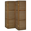 Benjara Rown 4 Panel Foldable Privacy Screen- Bamboo- Brown Pine Wood 70 Inch