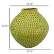 Benjara Evans Accent Vase- Embossed Textured Surface- Green Ceramic 14 Inch
