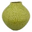 Benjara Evans Accent Vase- Embossed Textured Surface- Green Ceramic 14 Inch